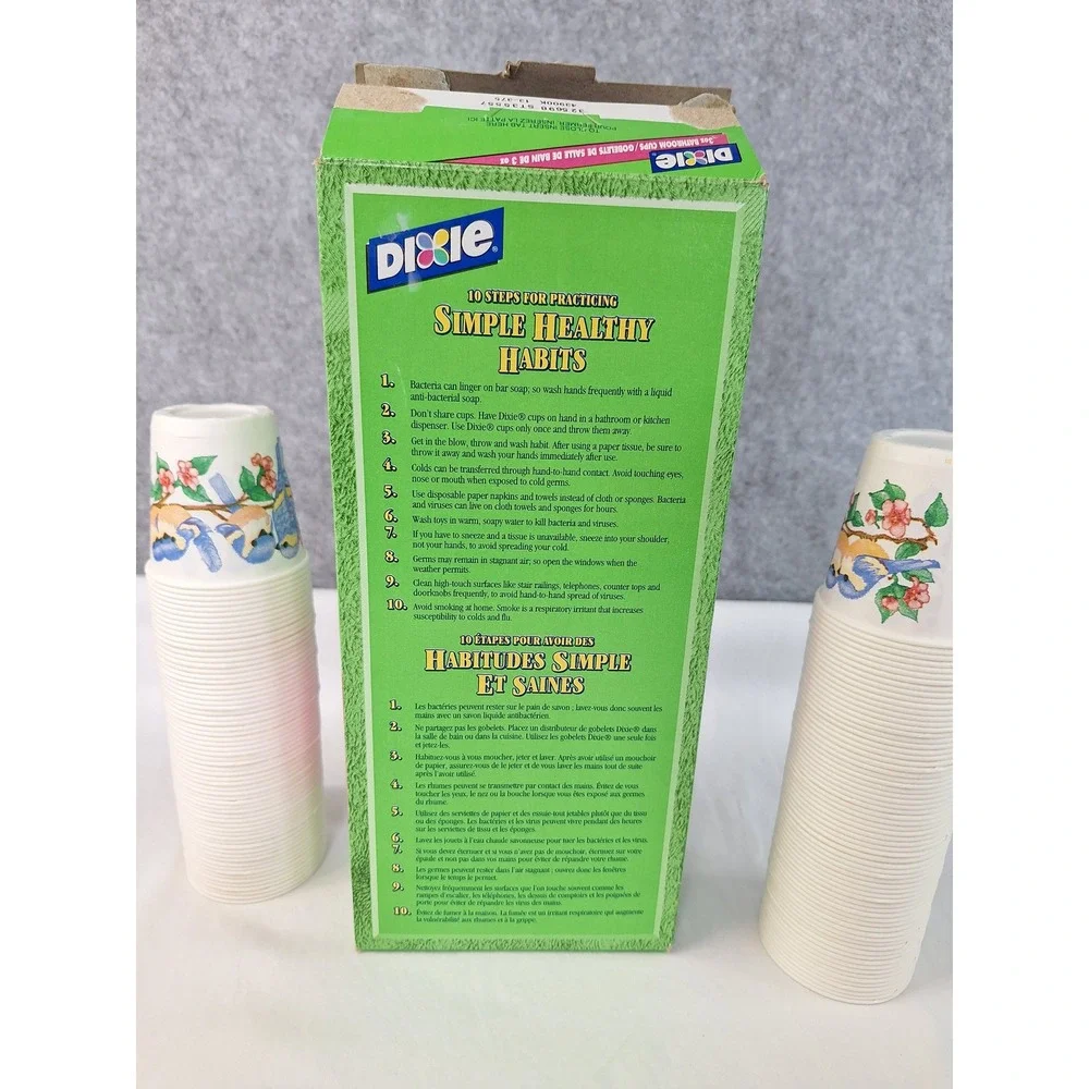 Vintage Dixie 3oz Bathroom Cups Bluebirds Design approx 140 Count  Partial Set